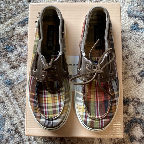 Sperry Top-Sider Boat Shoes in multi-color plaid/ Size 7.5 - Picture 2 of 5